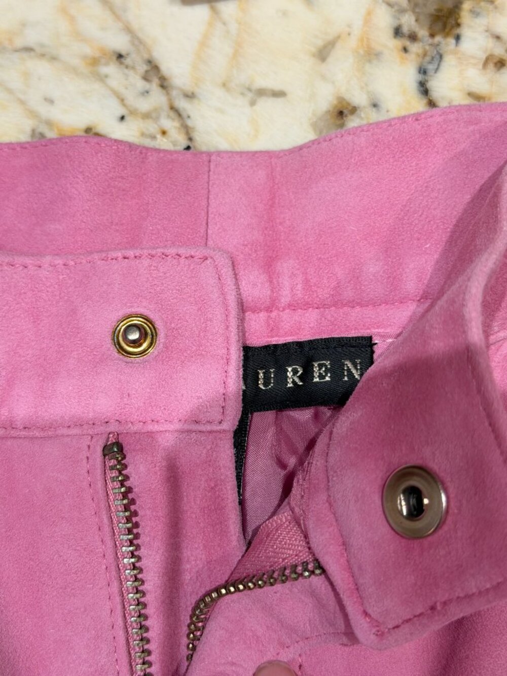 Ralph Lauren Black Label 100% Suede Straight Leg Pants Sz 6 Pink Berry Mid Rise - Picture 8 of 15